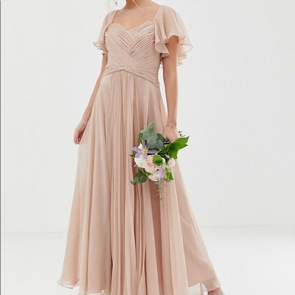 ASOS Dresses & Skirts - ASOS Blush Pink Maxi Dress Size 8 Pleated Bodice